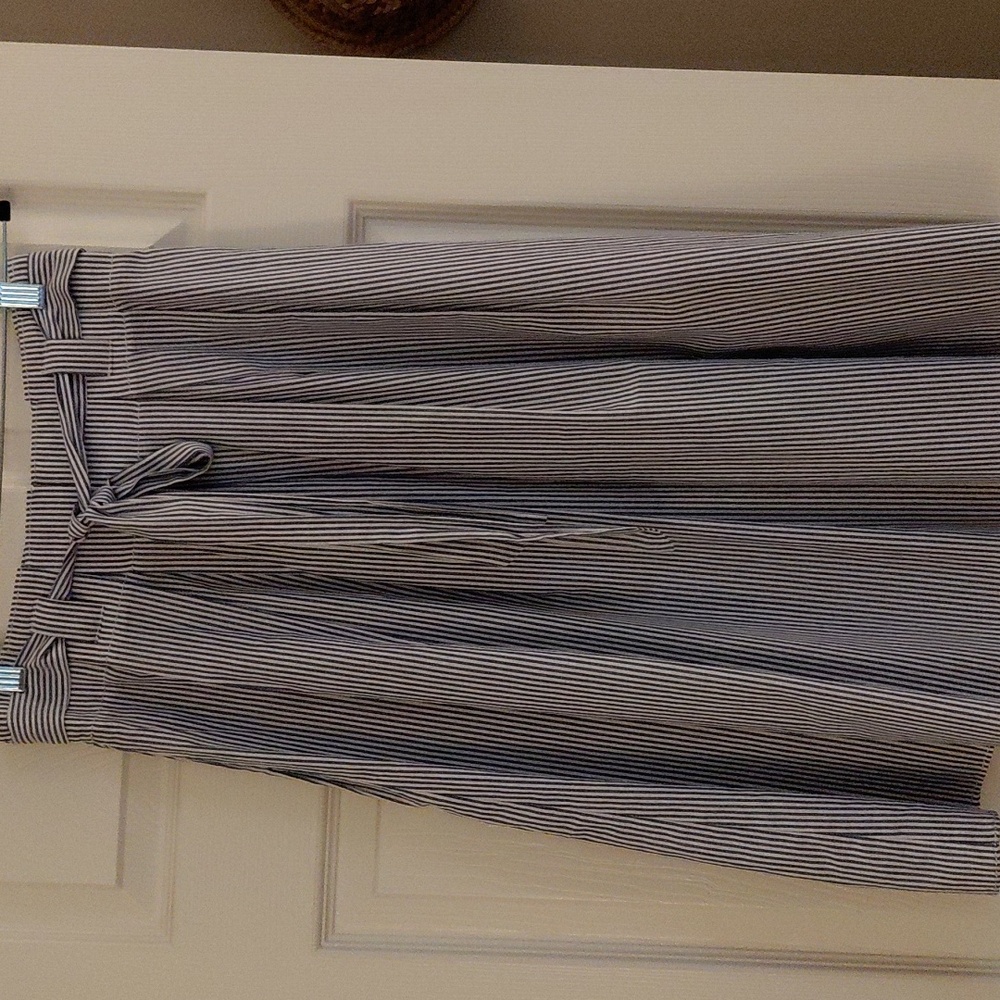 MAX STUDIO Blue and White Striped Midi Skirt